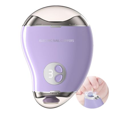 Automatic Electric Nail Clippers for Seniors & Adults with LED Light & 3 Speeds, Rechargeable Nail Trimmer Adult with File & Storage Case, Safe Fingernail Grinder with Storage for Scraps - Purple