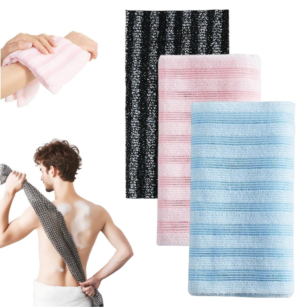 3PCS Premium Exfoliating Shower Towel 2026 New, Scrub Wash Cloth for Back Body Face, Exfoliating Washcloth Body Scrubber for Men & Women (3PC-B)