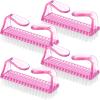 EBOOT 4 Pieces 3x1.5x1" Handle Plastic Nail Brush Nail Hand Scrubbing Cleaning Brush(Pink) view 1