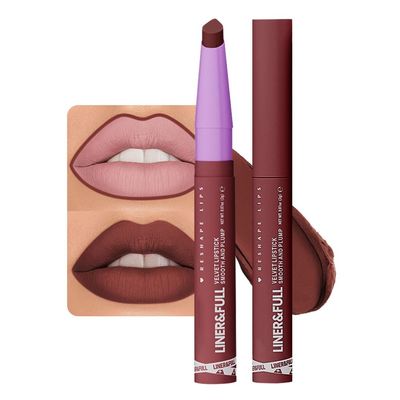 2-IN-1 Lipstick Lipliner, Velvet Matte Finish, Smooth & Plump, 12 Universal Lip Color-Nude Pink Rose Mauve Berry Plum, Creamy Formula for Lip Makeup, All-Day Wear, Cruelty-Free (#04 BLUSH BERRY)
