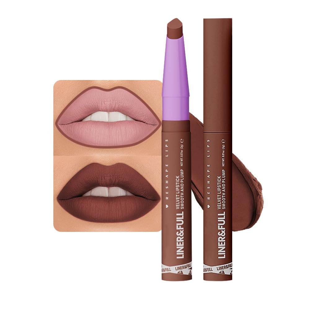 2-IN-1 Lipstick Lipliner, Velvet Matte Finish, Smooth & Plump, 12 Universal Lip Color-Nude Pink Rose Mauve Berry Plum, Creamy Formula for Lip Makeup, All-Day Wear, Cruelty-Free (#10 MAUVE MYSTIQUE)