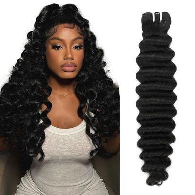 20 Inch Deep Wave Bundles Human Hair 100% Unprocessed Brazilian Virgin Hair 16A Raw curly human hair bundles 1 Bundle Weave Curly Bundle Natural Black