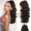 ALXNAN Curly Wavy Claw Clip Ponytail Extension,18" Dark Brown view 1
