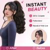 ALXNAN Curly Wavy Claw Clip Ponytail Extension,18" Dark Brown view 2