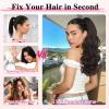 ALXNAN Curly Wavy Claw Clip Ponytail Extension,18" Dark Brown view 4