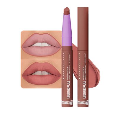 2-IN-1 Lipstick Lipliner, Velvet Matte Finish, Smooth & Plump, 12 Universal Lip Color-Nude Pink Rose Mauve Berry Plum, Creamy Formula for Lip Makeup, All-Day Wear, Cruelty-Free (#09 DUSTY CORAL)