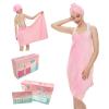 ANGESHA 1Set Microfiber Bath Caps and Wearable Camisole Towel Set for Quick Drying and Comfort view 1