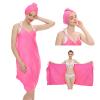 ANGESHA 1Set Microfiber Bath Caps and Wearable Camisole Towel Set for Quick Drying and Comfort view 3