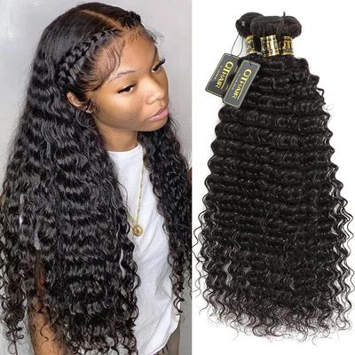 QTHAIR 20A Deep Wave Human Hair Bundle Brazilian Virgin Hair 26" 28" 28" 300g Deep Wave 3 Bundles 100% Unprocessed Bundles Natural Black Color Double Weft for Black Women