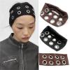 Alianm Grommet Headband For Women 2Pcs Trendy Punk Hollowed Out Eyelets Headband Harajuku Y2K Girls Wide Elastic Hair Band Hair Accessory(Coffee) view 2