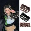 Alianm Grommet Headband For Women 2Pcs Trendy Punk Hollowed Out Eyelets Headband Harajuku Y2K Girls Wide Elastic Hair Band Hair Accessory(Coffee) view 3