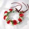 Red Flower Crown Headband - Flower Crowns for Women Rose Flower Headband view 3