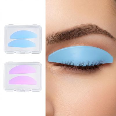 4Pcs Korean Lash Lift Shields Thin Silicone Flat Lash Lift Pads Reusable Sticky Glueless Lashes Rod & Storage Case for Eyelash Perm Lamination DIY Salon Usage Flatter Rods(Light Pink, Clear)