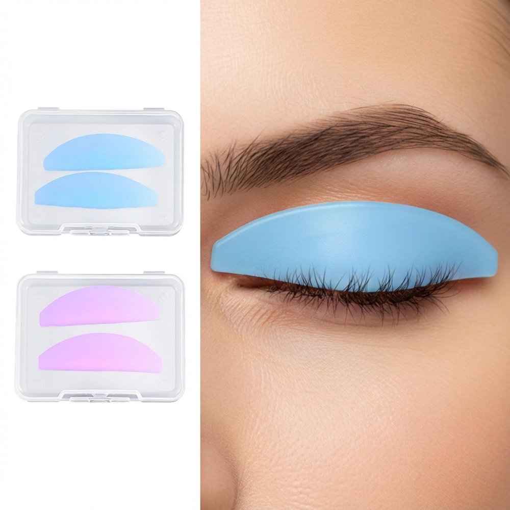 4Pcs Korean Lash Lift Shields Thin Silicone Flat Lash Lift Pads Reusable Sticky Glueless Lashes Rod & Storage Case for Eyelash Perm Lamination DIY Salon Usage Flatter Rods(Light Pink, Clear)