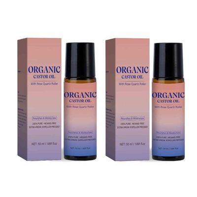 2PCS Organic Castor Oil Roll on Roller Moisturizing Skin Barrier Repair Smooth Skin Soothing Natural Castor Oil