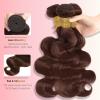 #4 Brown Body Wave 3 Bundles & 2x6 HD Lace Closure Human Hair 14 16 18+14 view 3