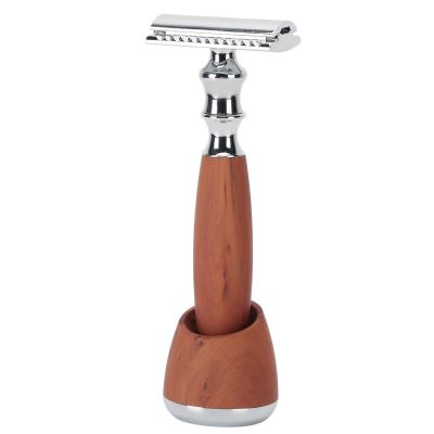 Double Manual with Wood Handle for Men Lightweight Portable Shave No Ingrown Hairs Ideal Him 100% Walnut Grain Finish