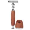 Double Manual with Wood Handle for Men Lightweight Portable Shave No Ingrown Hairs Ideal Him  100% Walnut Grain Finish view 4