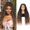Olymei Faux Locs Braided Wigs Knotless Locs Braid Wig for Women Braided Lace Front Wig Locs Braided Wig with Baby Hair Full Double Lace Front Braided Wigs with Boho Curls Ends 30" Light Brown view 1