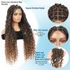 Olymei Faux Locs Braided Wigs Knotless Locs Braid Wig for Women Braided Lace Front Wig Locs Braided Wig with Baby Hair Full Double Lace Front Braided Wigs with Boho Curls Ends 30" Light Brown view 4