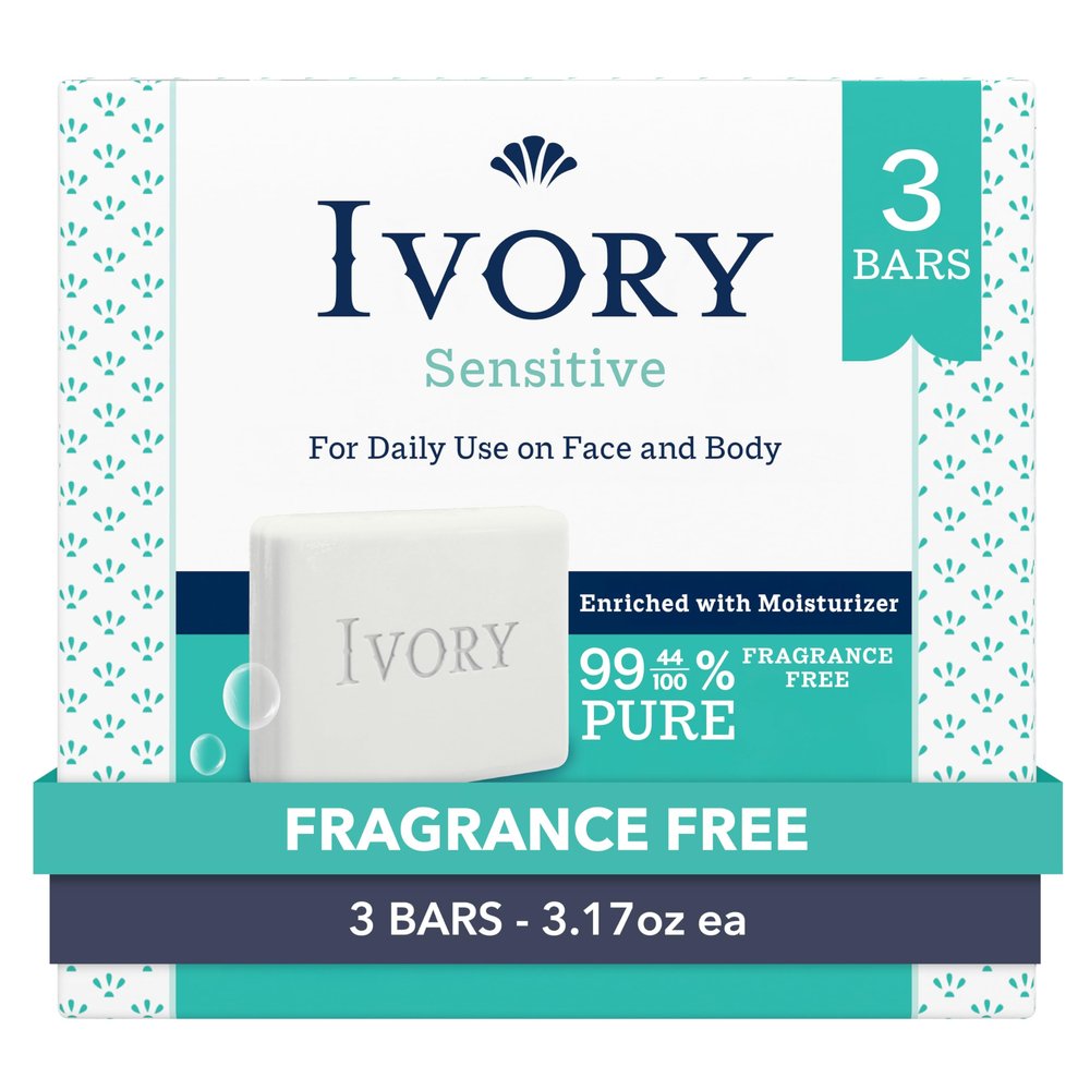 Ivory Sensitive Bar Soap Designed for the Whole Family, 3.17 oz 3 Count