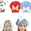 2Pcs Super Absorbent Microfiber Hair Towel Wrap for Women Soft Bow Tie Wet Hairs Towel Wrap Accessories for Girls and Women (Red+Blue) view 1