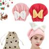 2Pcs Super Absorbent Microfiber Hair Towel Wrap for Women Soft Bow Tie Wet Hairs Towel Wrap Accessories for Girls and Women (Pink+Red) view 1
