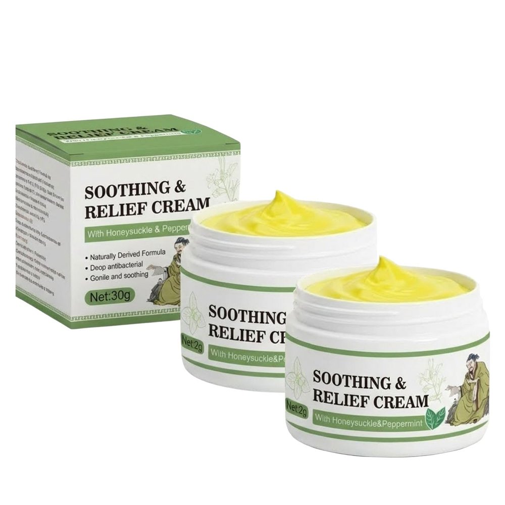Beuifvo Soothing Relief Cream, Herbal Moisturizer for Sensitive Skin, Soothing Cream, Hydrating & Refreshing, Suitable for Daily Skin Care (2PCS)