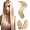 P27/613 Blonde Clip in Hair Extensions - 20 Inch Real Highlight Human Hair,120g 7pcs,Honey Blonde Human Hair Extensions Clip ins for Women view 1