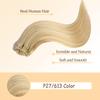P27/613 Blonde Clip in Hair Extensions - 20 Inch Real Highlight Human Hair,120g 7pcs,Honey Blonde Human Hair Extensions Clip ins for Women view 4