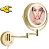 MFQJJRRMI Makeup Mirror Wall Mounted with Led Lights, Bathroom Magnification Mirror, 8.6inch- 360 Rotation, for Makeup, Shaving(Chrome,5X) view 2