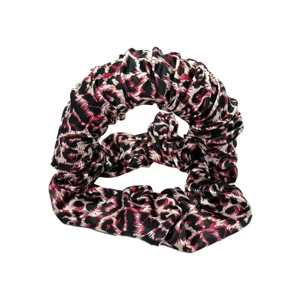 Sleep-Induced Heat-Free Wavy Hair Tool Silk Hair Band Achieve Natural Curls Without Heat Gentle on Hair Effortless Styling Tool (RedLeopardPrint)