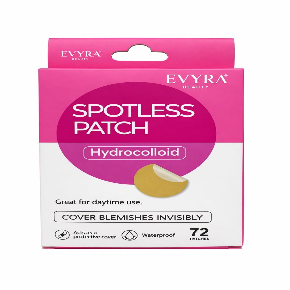 Evyra Spotless Patch Invisible Hydrocolloid Blemish Cover Dots Ultra-Thin, Clear Spot Stickers for Discreet Coverage 72 Count