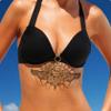 Lotus Flower Mandala Temporary Tattoo Large Black Henna Chain Tear Drop Arabic For Underboob Chest Sternum Back Waterproof Fake tattoo Body makeup scar cover up Jewel Mandala Ornamental Body Art (2) view 1