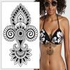 Lotus Flower Mandala Temporary Tattoo Large Black Henna Chain Tear Drop Arabic For Underboob Chest Sternum Back Waterproof Fake tattoo Body makeup scar cover up Jewel Mandala Ornamental Body Art (8) view 1
