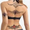 Lotus Flower Mandala Temporary Tattoo Large Black Henna Chain Tear Drop Arabic For Underboob Chest Sternum Back Waterproof Fake tattoo Body makeup scar cover up Jewel Mandala Ornamental Body Art (6) view 1