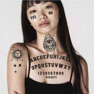 Lotus Flower Mandala Temporary Tattoo Large Black Henna Chain Tear Drop Arabic For Underboob Chest Sternum Back Waterproof Fake tattoo Body makeup scar cover up Jewel Mandala Ornamental Body Art (4)