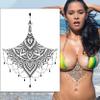 Lotus Flower Mandala Temporary Tattoo Large Black Henna Chain Tear Drop Arabic For Underboob Chest Sternum Back Waterproof Fake tattoo Body makeup scar cover up Jewel Mandala Ornamental Body Art (1) view 2