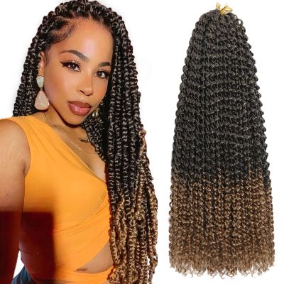 Passion Twist Hair 8 Packs Water Wave Crochet Hair Bohemian Braiding Hair Pre Looped Crochet Braids Hair Extensions for Black Women (T/27#, 24 Inch)