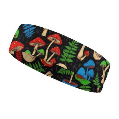 BESCHOC Sports Headbands for Men Women Sweatband Headbands for Running, Cycling, Football, Yoga, Hairband for Women and Men (Green Leaf Trippy Mushroom Skull)