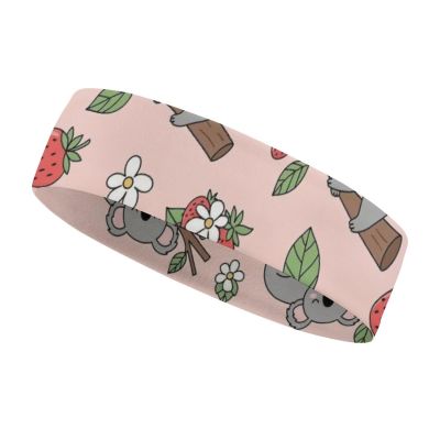BESCHOC Headbands Men & Women Cartoon Koala Bear Strawberry Flower Leaf Light Pink Sweat Bands for Tennis, Basketball, Running, Gym, Working