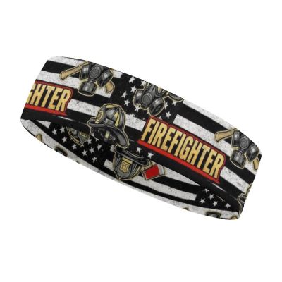 BESCHOC Sports Headbands for Men Women Sweatband Headbands for Running, Cycling, Football, Yoga, Hairband for Women and Men (Fire Firefighter Fireman)
