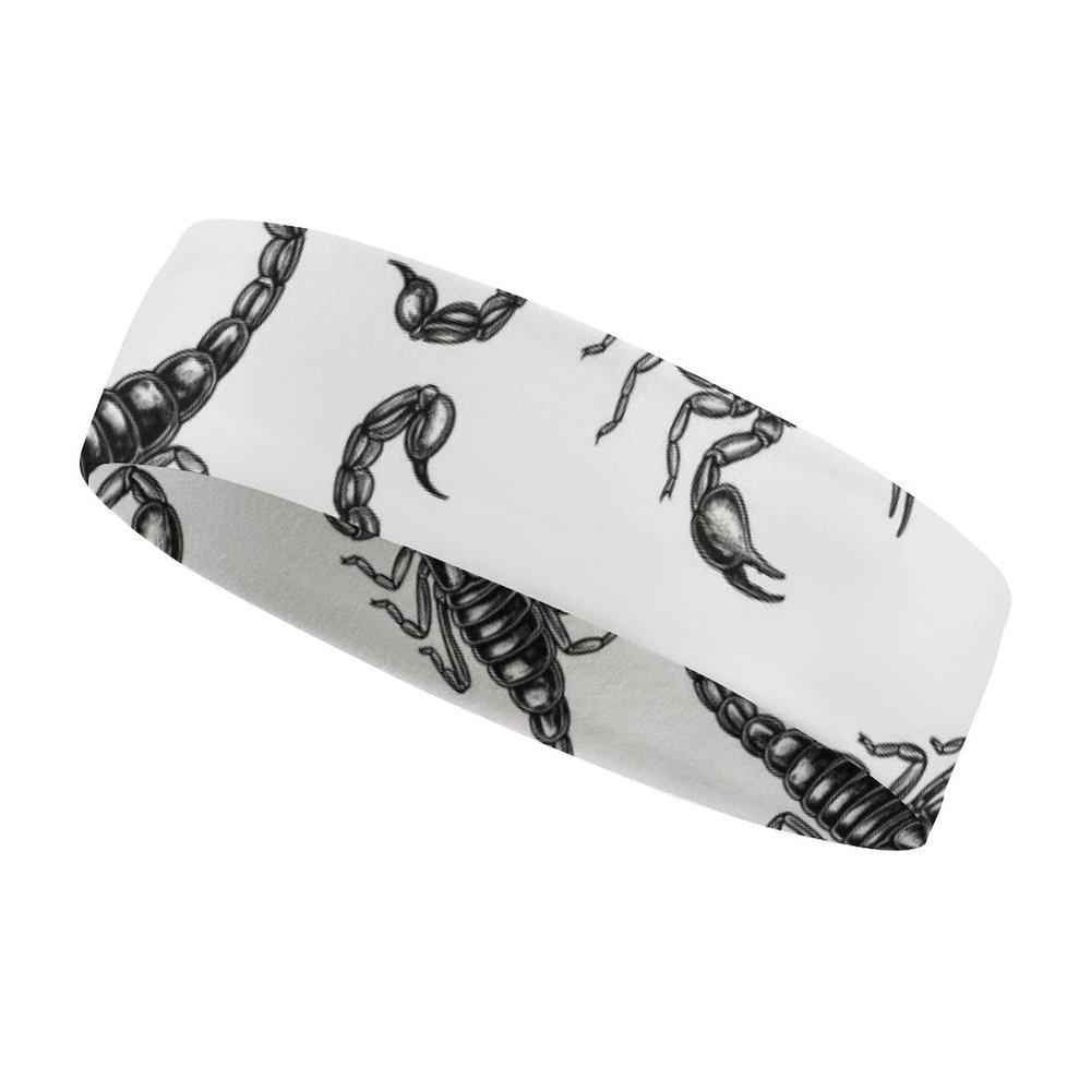 BESCHOC Athletic Workout Headband for Running, Tennis, Basketball, Yoga, Gym Unisex Sweatband (Black Scorpion)