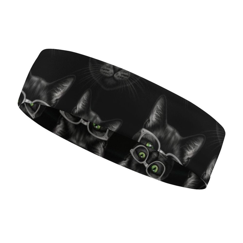 BESCHOC Cool Black Cat Print Headband Bandana Mens Head Wrap Womens Hair Band