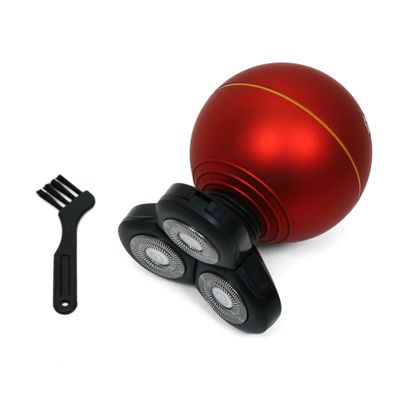 Electric Rotary Shaver for Men, Red Spherical Ball Shape Design with 3 Floating Heads and Cleaning Brush