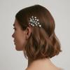 Crystal Zirconia Hair Pin, Geometric Metal Hair Accessory, Gold/Silver, Floral Branch Design, Wedding Party Daily Wear (Silver) view 1