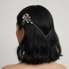 Crystal Zirconia Hair Pin, Geometric Metal Hair Accessory, Gold/Silver, Floral Branch Design, Wedding Party Daily Wear (Silver) view 2