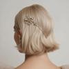 Crystal Zirconia Hair Pin, Geometric Metal Hair Accessory, Gold/Silver, Floral Branch Design, Wedding Party Daily Wear (Silver) view 3