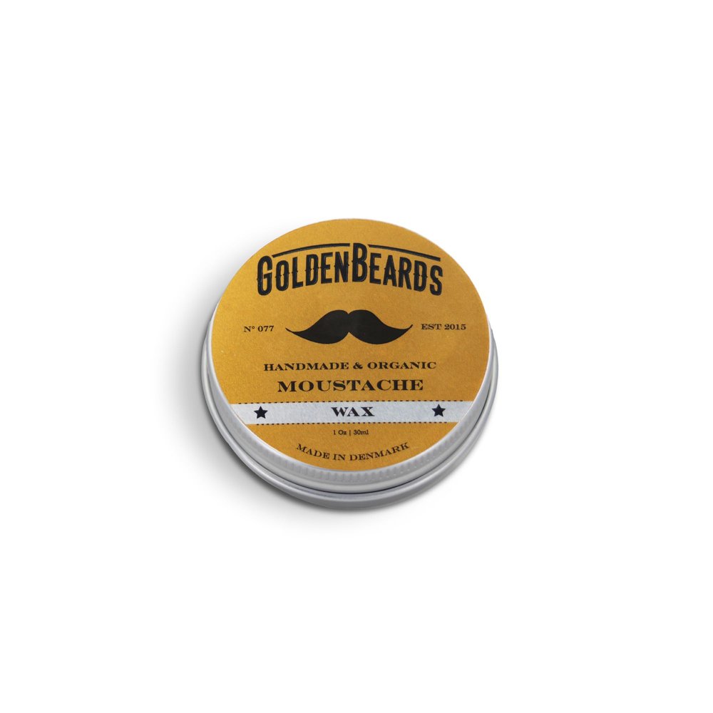 Golden Beards Mustache Wax  Organic & Natural Medium Hold Styling Wax for Men, Nourishing Beeswax & Oils, Handmade in Denmark 30ml (1oz)