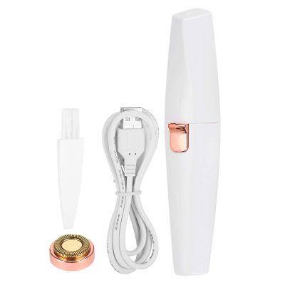 Pilipane Portable USB Electric Eyebrow Trimmer Facial Hair Remover Shaver Tool for Women Men Pearl White 2.6x13.5cm with USB Cable Small Brush Eyebrow Trimmer Blade Manual